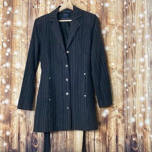 Pinstripe belted jacket